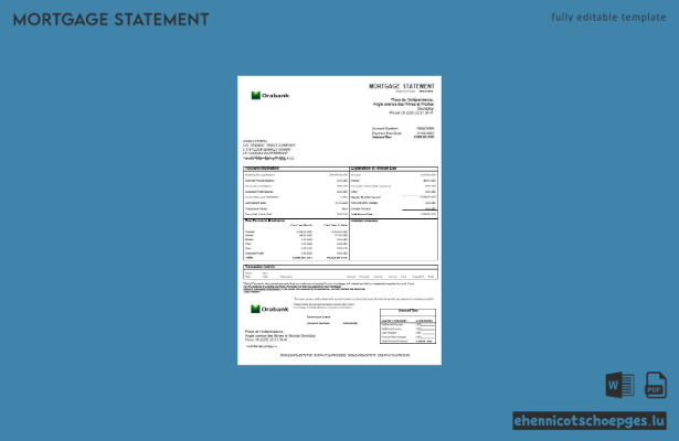 Togo Orabank Hypothekenabrechnung in Word- und PDF-Formaten – Beispielvorschau